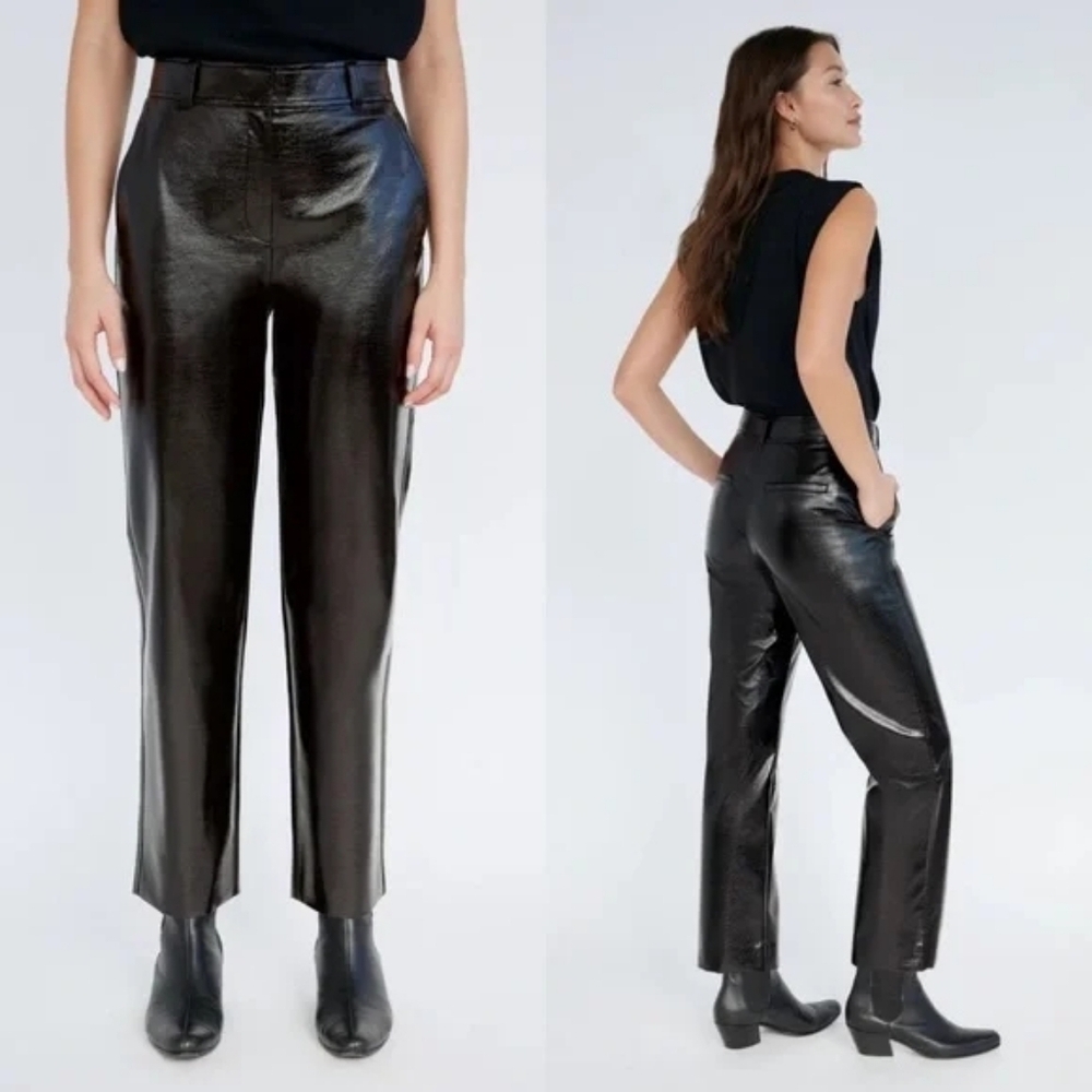 Babaton Aritzia Command Black Faux Leather Pants